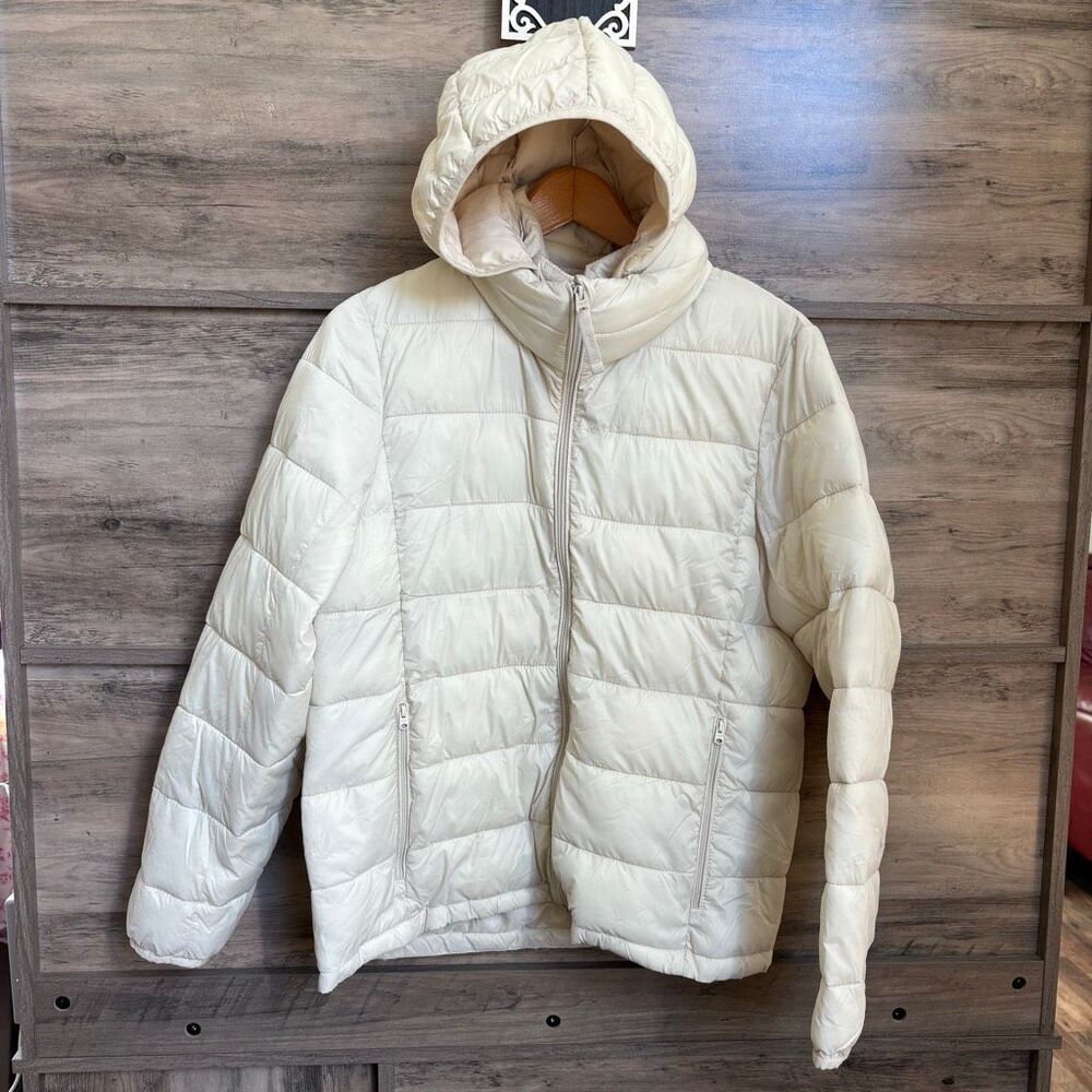 Abercrombie & Fitch M Cream Lightweight Packable Puffer Preppy Sporty Outdoors